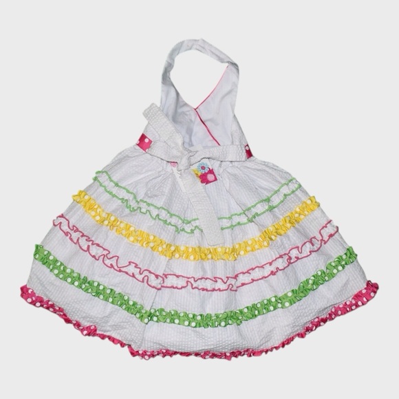 Jessica Ann Toddler Girls Rainbow Ruffle Halter Dress - Picture 2 of 5